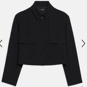 Theory Cropped Trench Coat in Admiral